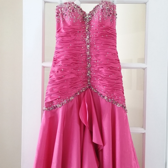 Tiffany Designs Beaded Ruched Prom Dress - Picture 1 of 5